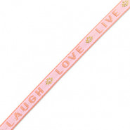 Lint met tekst "Live Laugh Love" Pink-coral pink